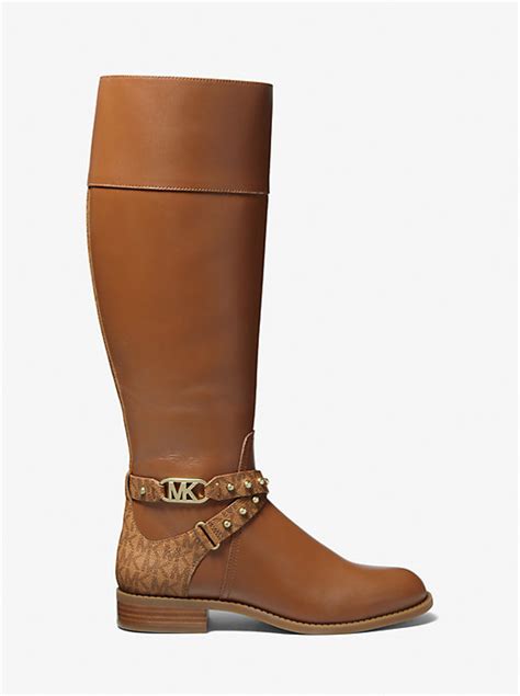 michael kors kincaid leather riding boot|Michael Kors Kincaid Faux Leather & Logo Riding Boot Luggage .